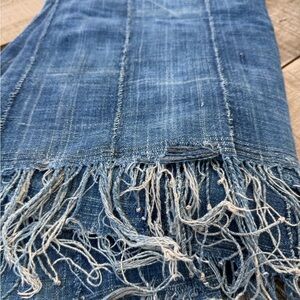 Vintage African Indigo Denim Mossi Mudcloth 75” L x 41” W Textile | No. 155